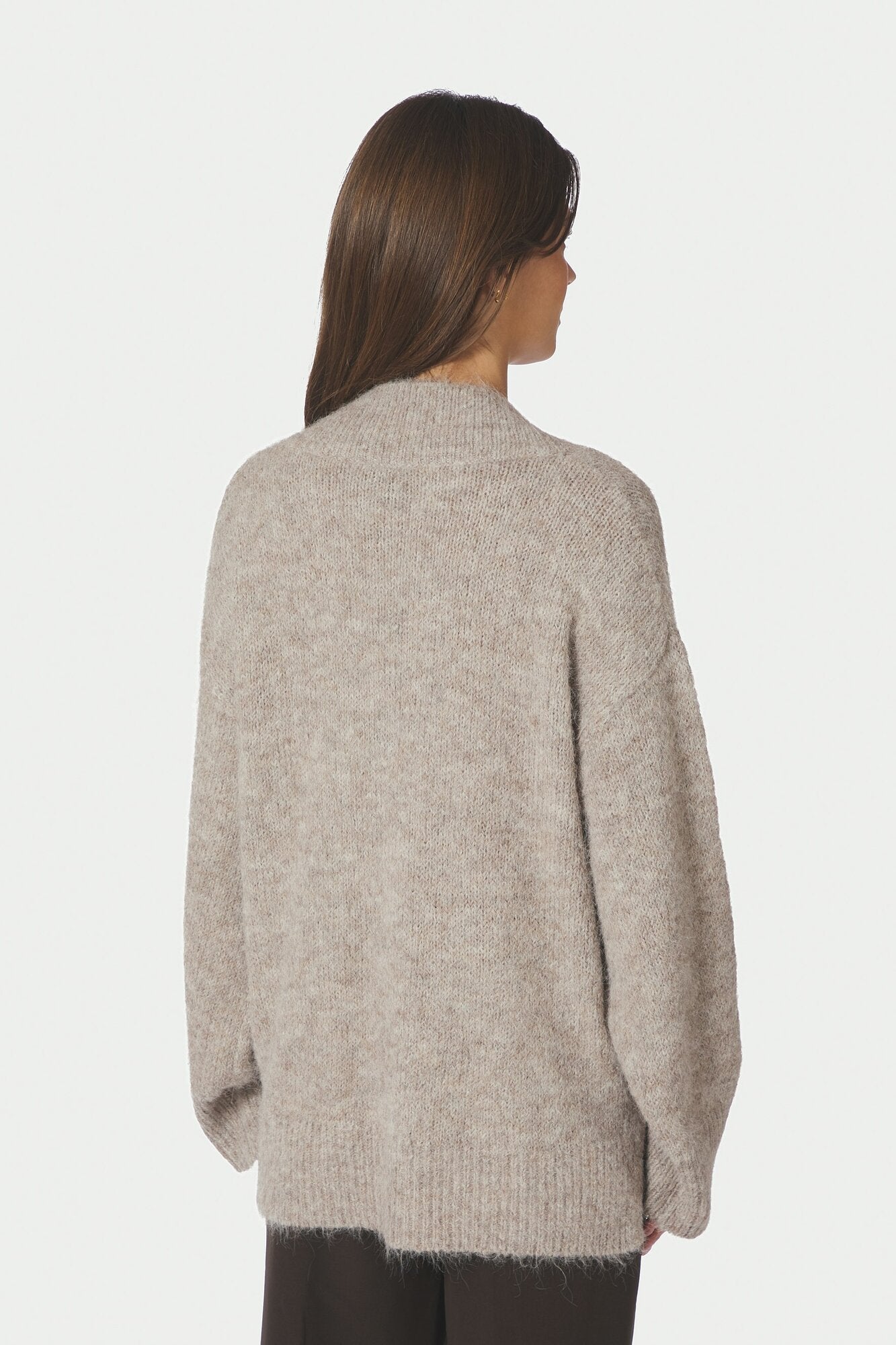 Melli Fluffy striktrøje - Beige Melange